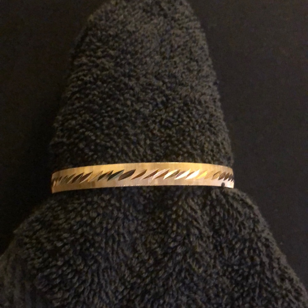 Vintage Monet silver-tone bangle bracelet. Beautiful textured & etched design.